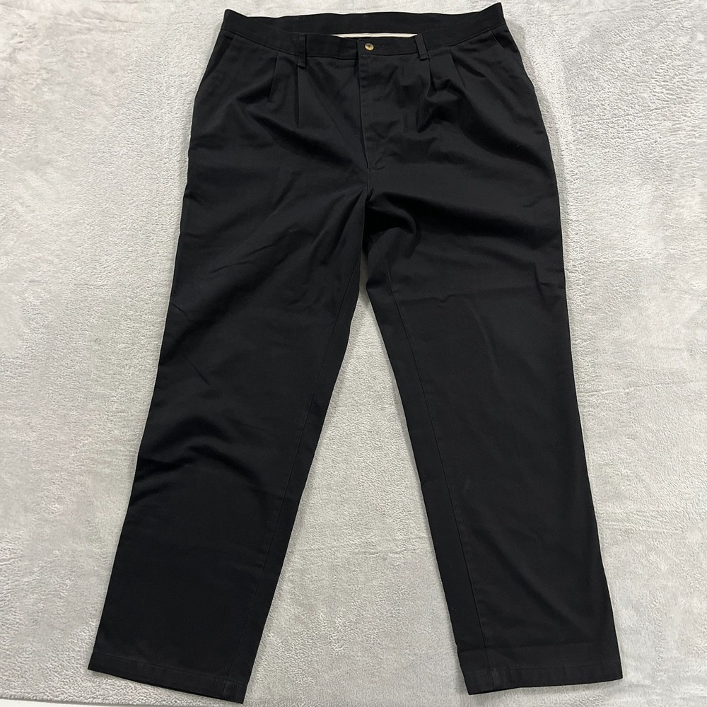 Timber Creek By Wrangler Chino Pants Men 42x32 Black Pleated Straight Leg Cotton